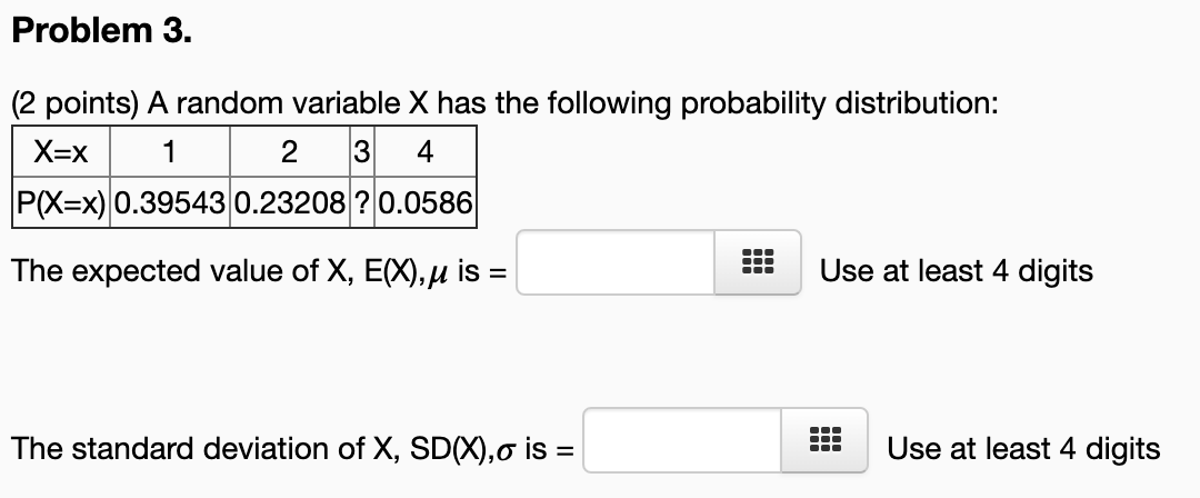 Solved Problem 3. (2 points) A random variable X has the | Chegg.com
