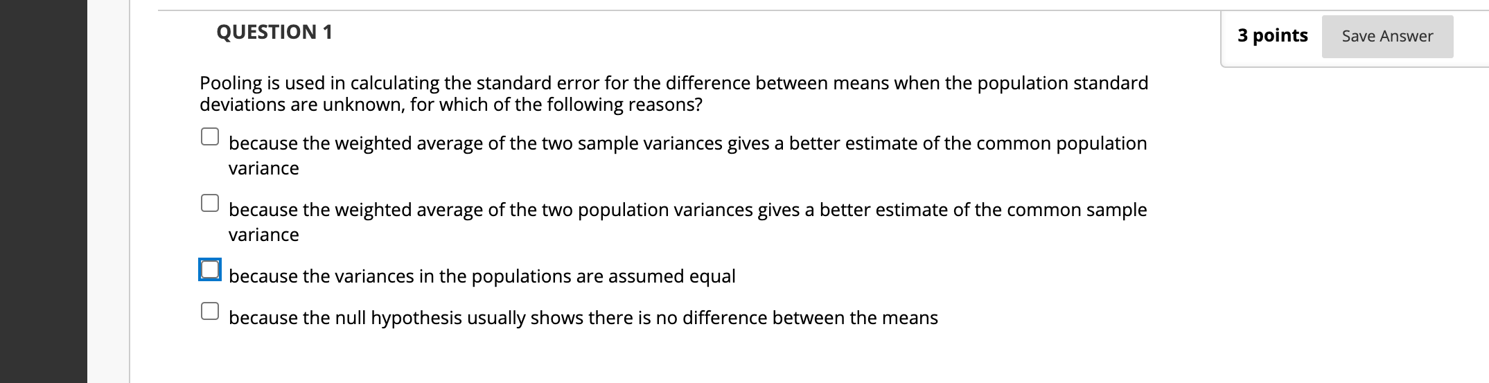 Solved Pooling is used in calculating the standard error for | Chegg.com