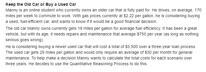 Solved Keep the Old Car or Buy a Used Car Manny is an online | Chegg.com