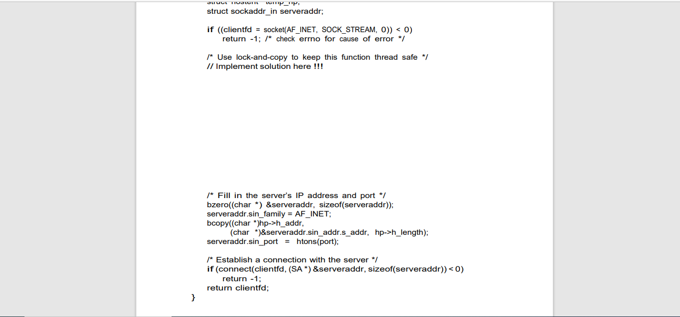 Solved struct sockaddr_in serveraddr; if \\( (( \\) clientfd | Chegg.com
