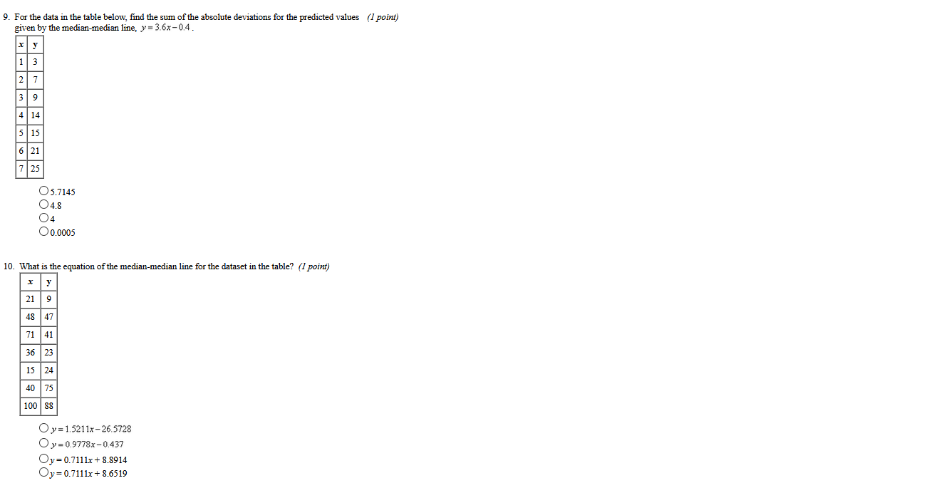 Solved 9. For the data in the table below, find the sum of | Chegg.com