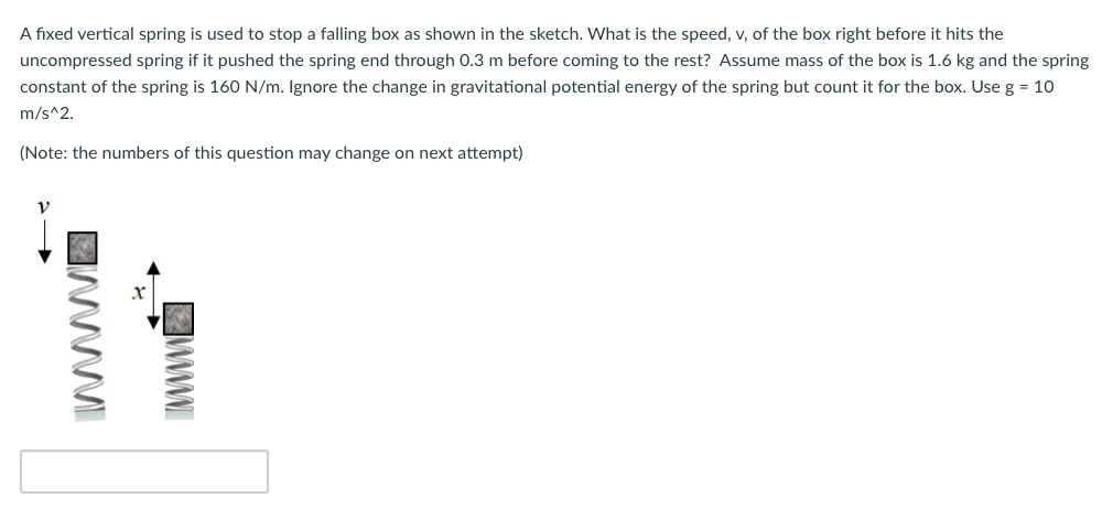 Solved A fixed stationary spring is used to stop a sliding | Chegg.com