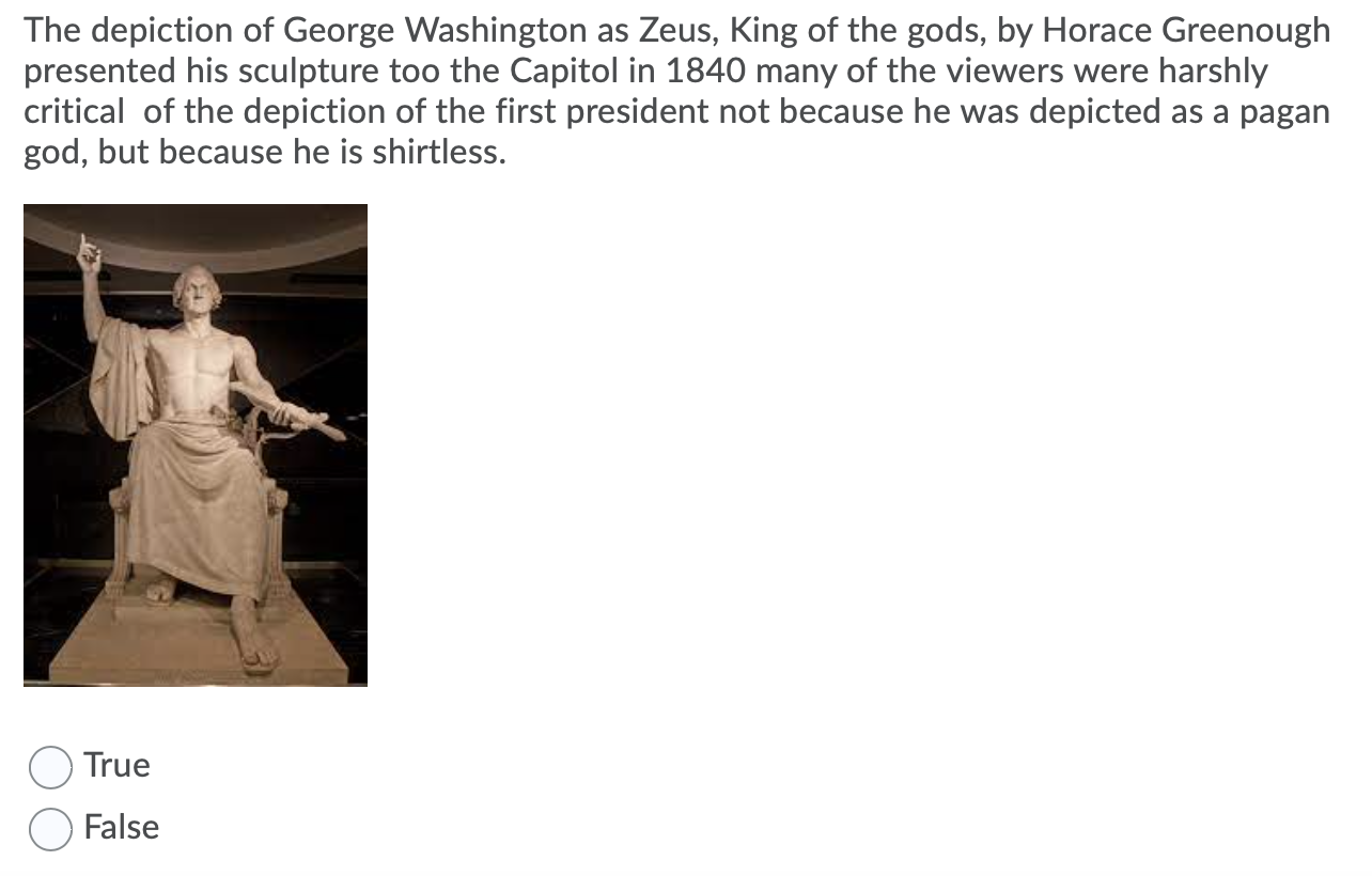 Solved The Depiction Of George Washington As Zeus King Of Chegg Com