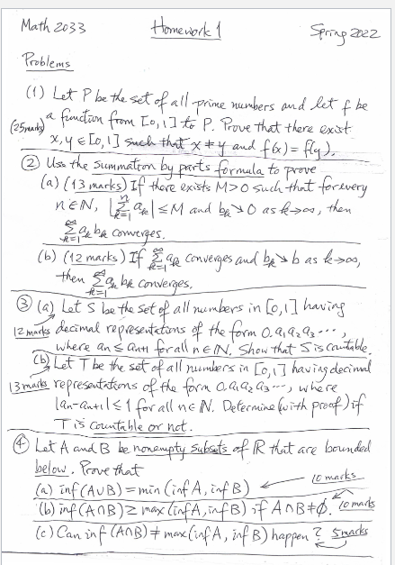 Solved Math 2033 Homework 1 Spring 2002 Problems (1) Let P | Chegg.com
