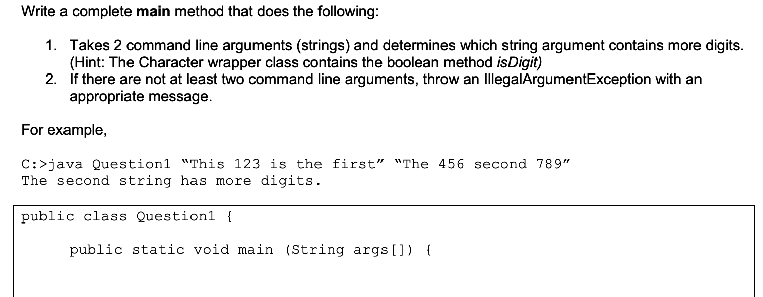 Solved Write a complete main method that does the following: | Chegg.com
