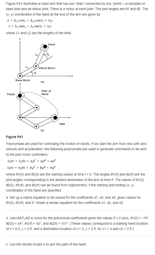 Solved Figure P41 illustrates a robot arm that has two | Chegg.com