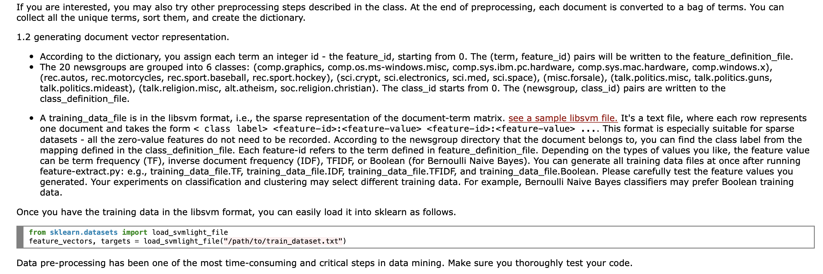 Part 1: Text preprocessing and feature extraction In | Chegg.com