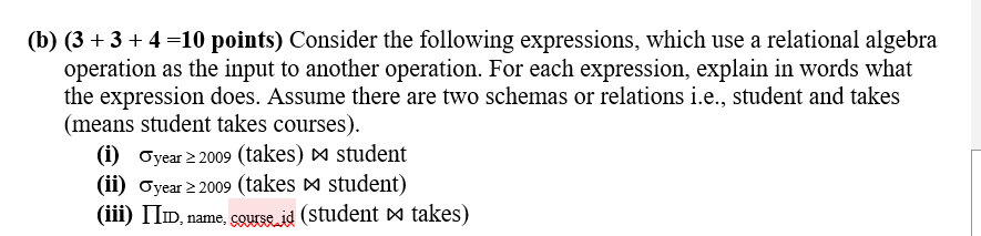 Solved (b) (3+3+4=10 Points ) Consider The Following | Chegg.com