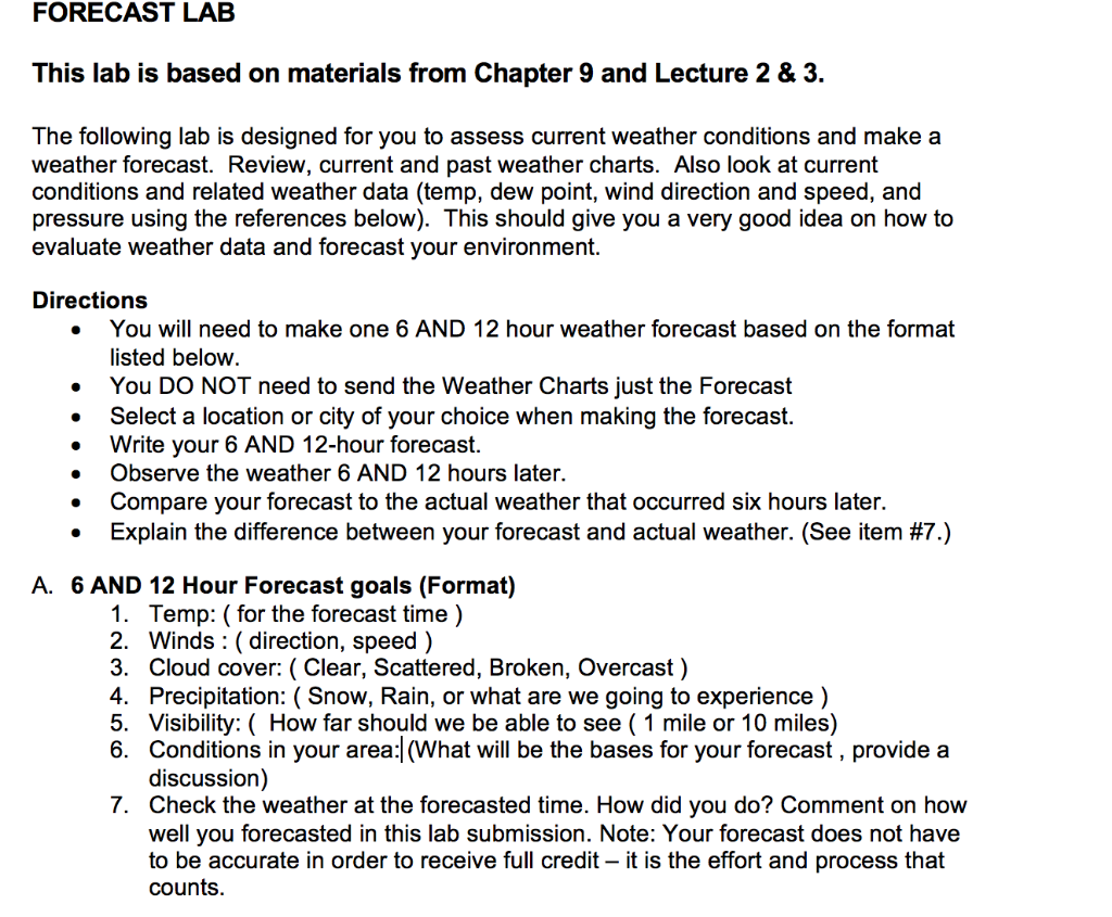 Solved Forecast Lab This Lab Is Based On Materials From Chegg