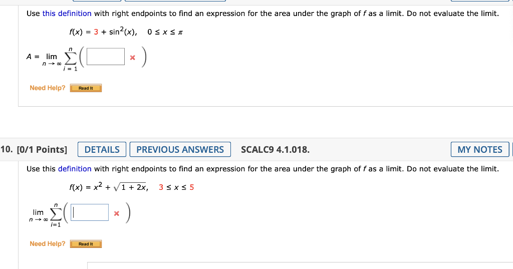 Solved Use this definition with right endpoints to find an