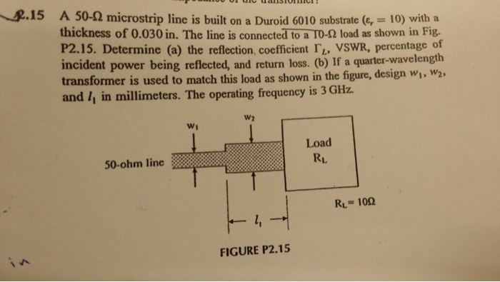 A 50-ohm microstrip line is built on a Duroid 6010 | Chegg.com
