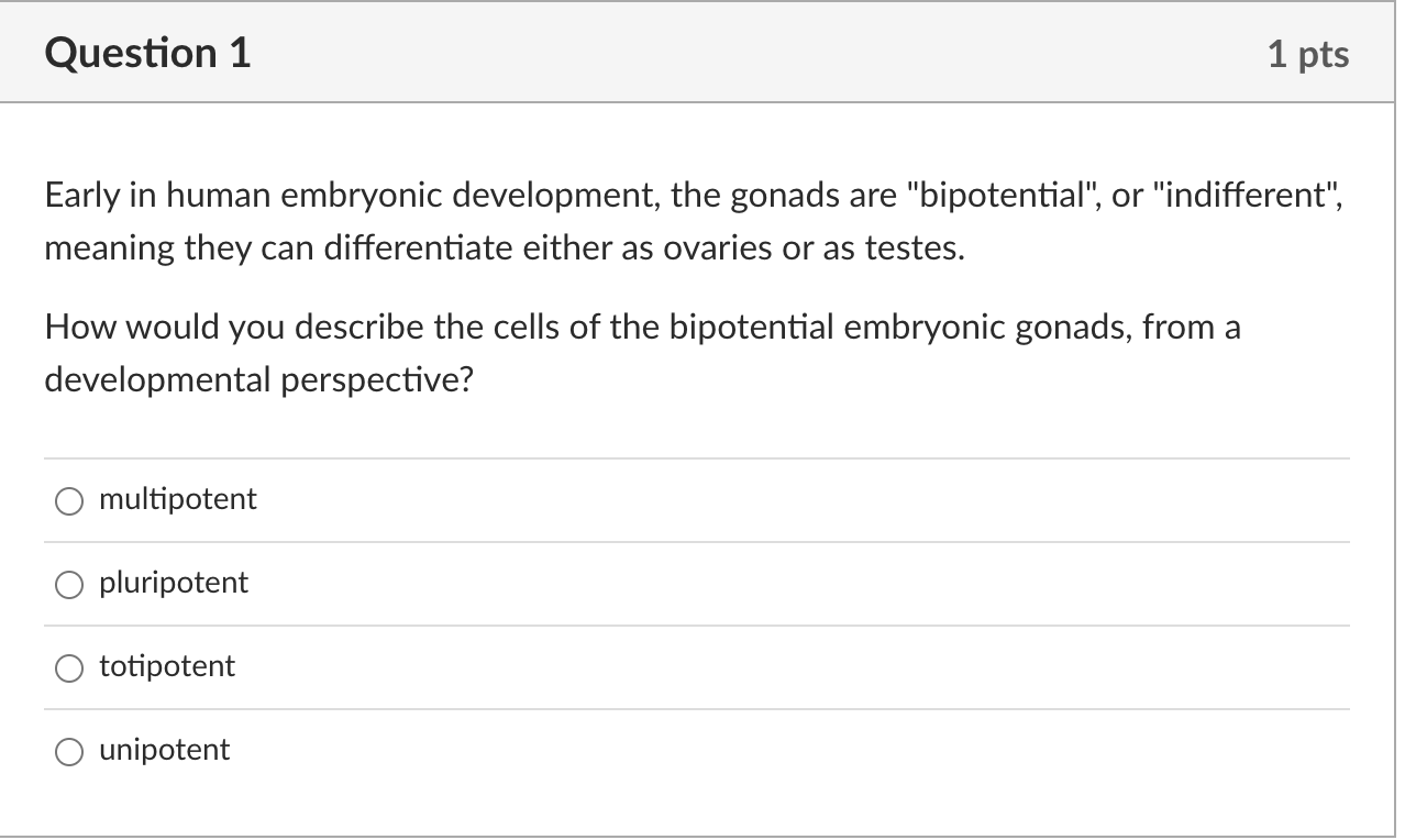 Solved Early in human embryonic development, the gonads are