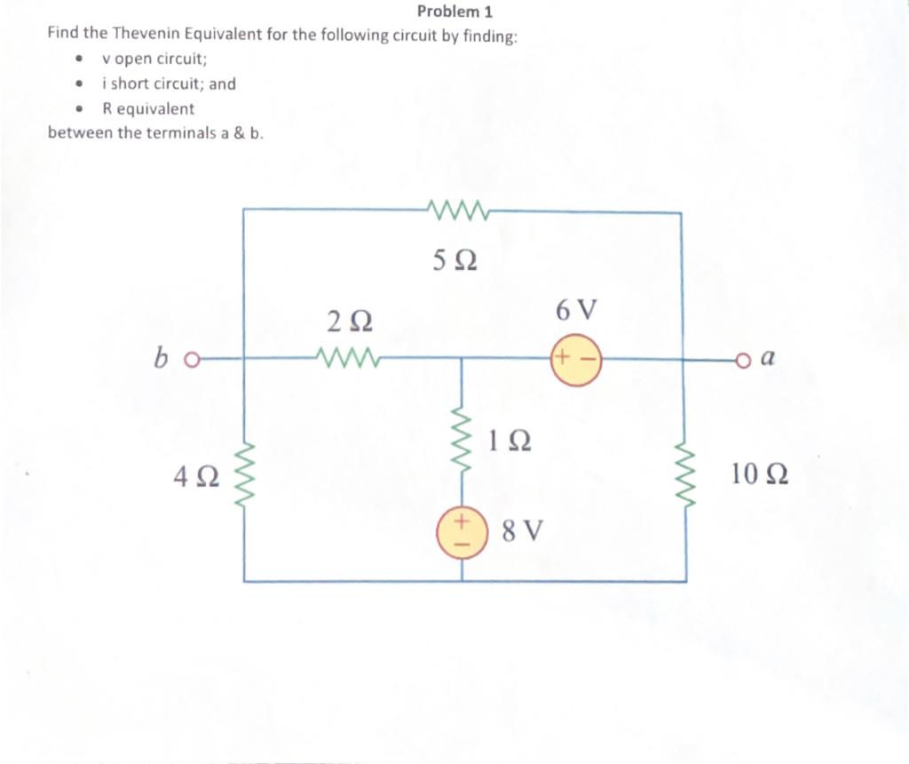 Solved Find the Thevenin Equivalent for the following | Chegg.com