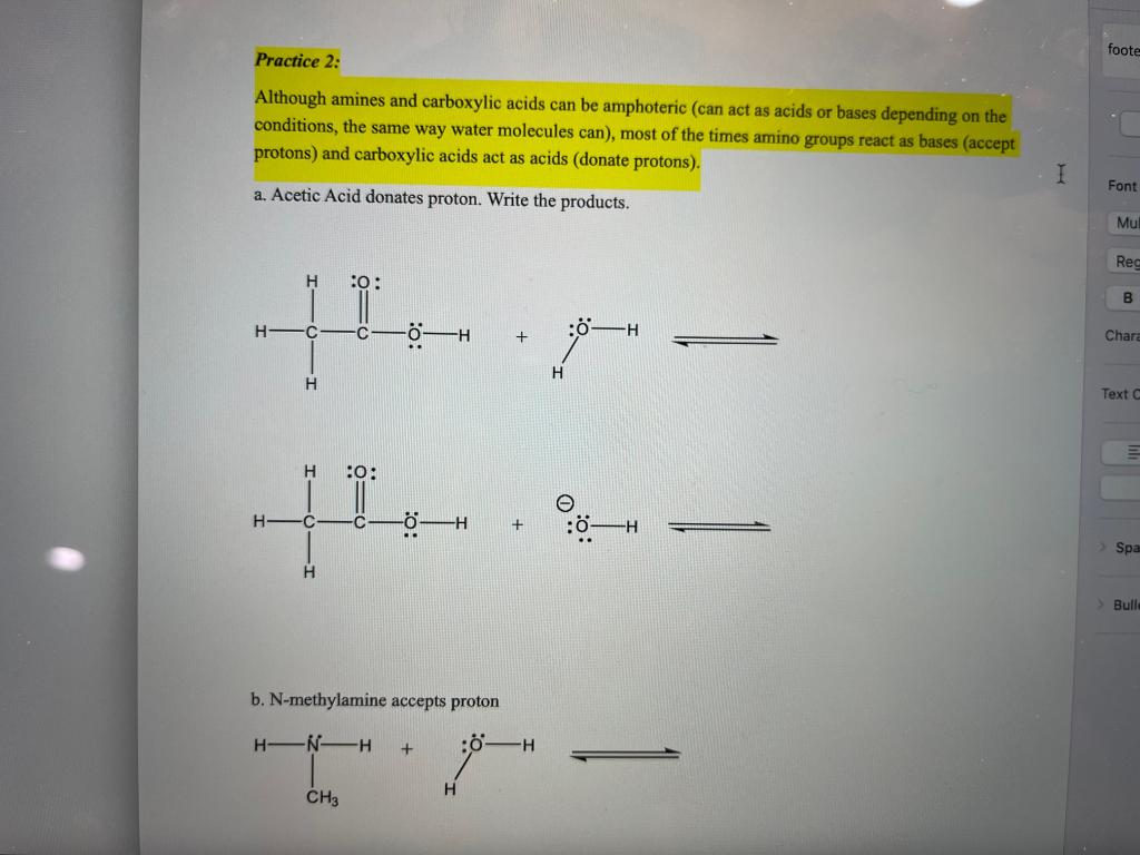 [Solved]: Practice 2: Although amines and carboxylic acids