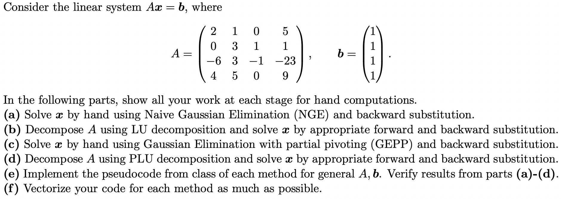 Solved Consider The Linear System Ax = B, Where = A 2 1 0 3 | Chegg.com