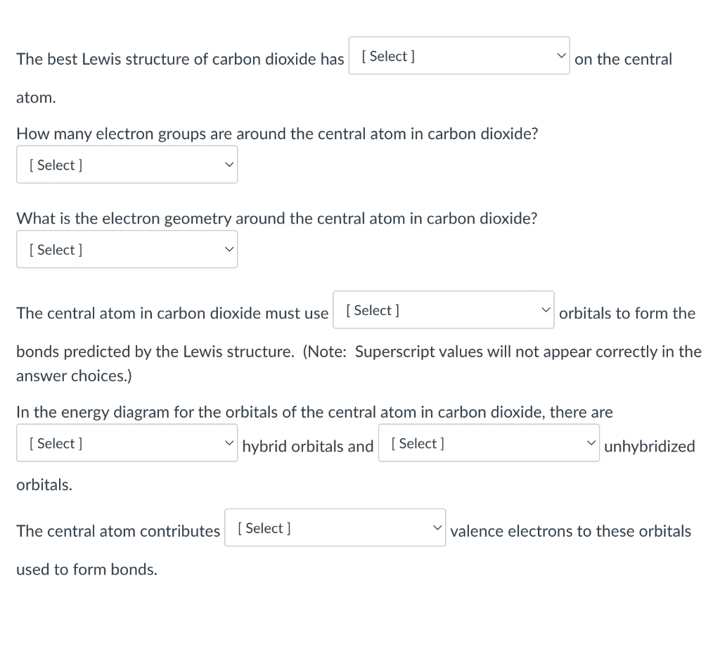 Solved The best Lewis structure of carbon dioxide has on the | Chegg.com