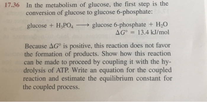 Solved In the metabolism of glucose, the first step is the | Chegg.com