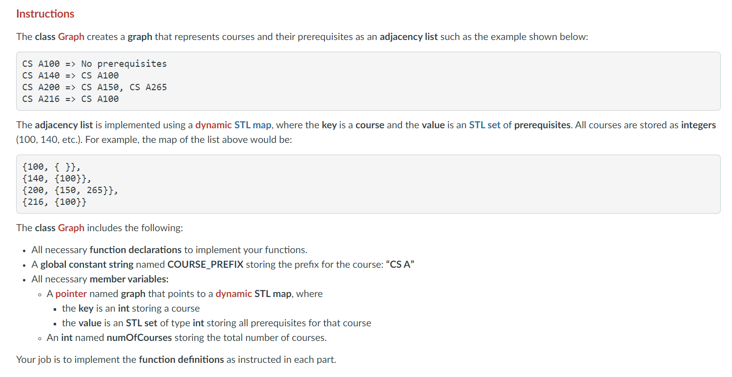 Solved Instructions The class Graph creates a graph that | Chegg.com