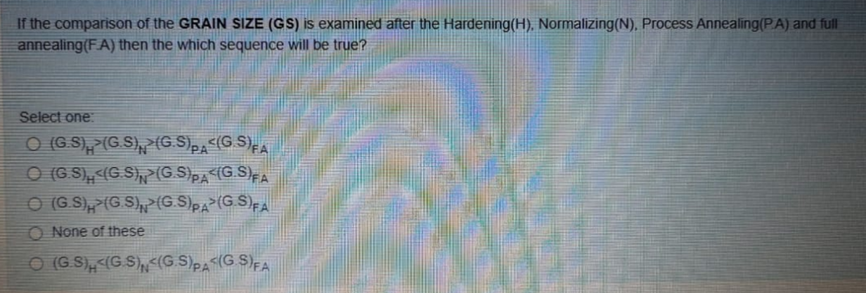 Solved If the comparison of the GRAIN SIZE (GS) is examined | Chegg.com
