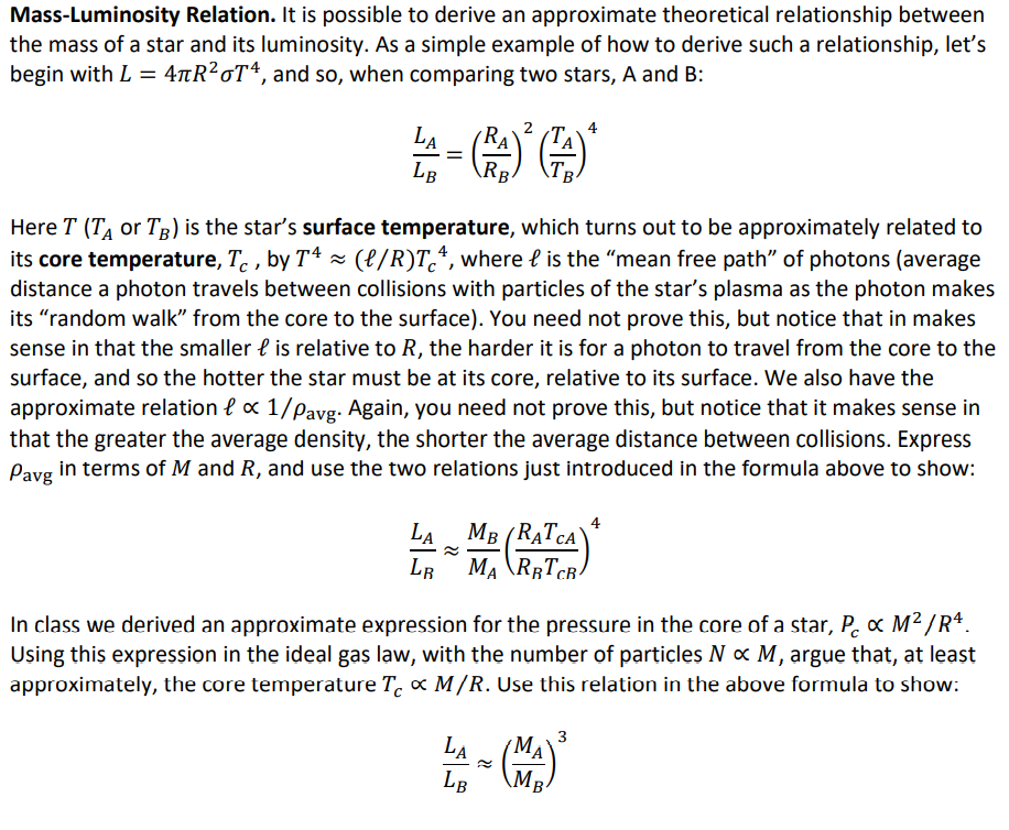 Solved MassLuminosity Relation. It is possible to derive an