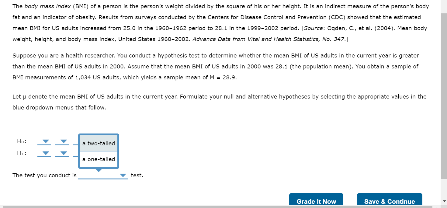 Solved The body mass index (BMI) of a person is the person's