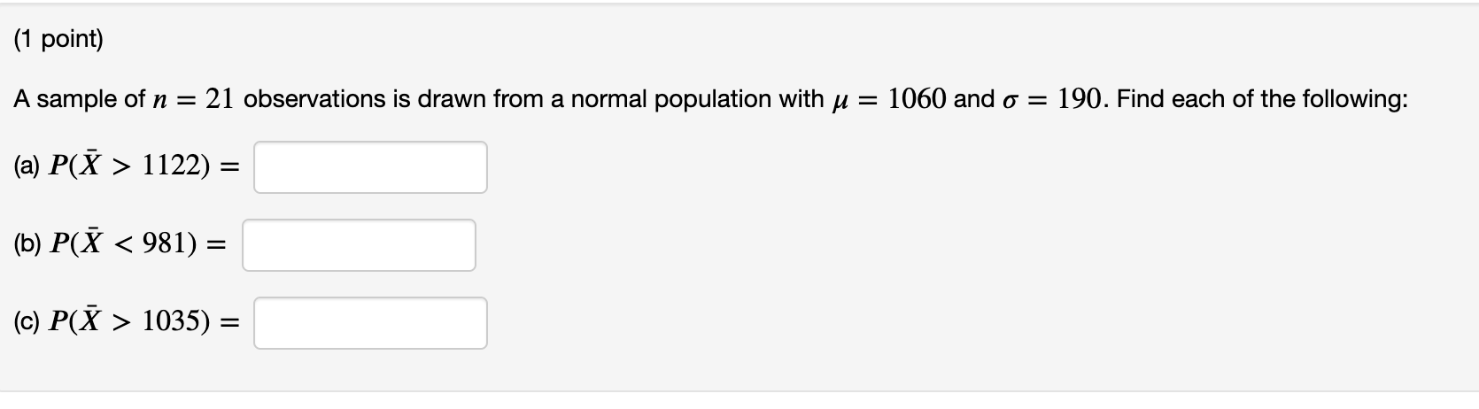 Solved (1 point) A sample of n = 21 observations is drawn | Chegg.com