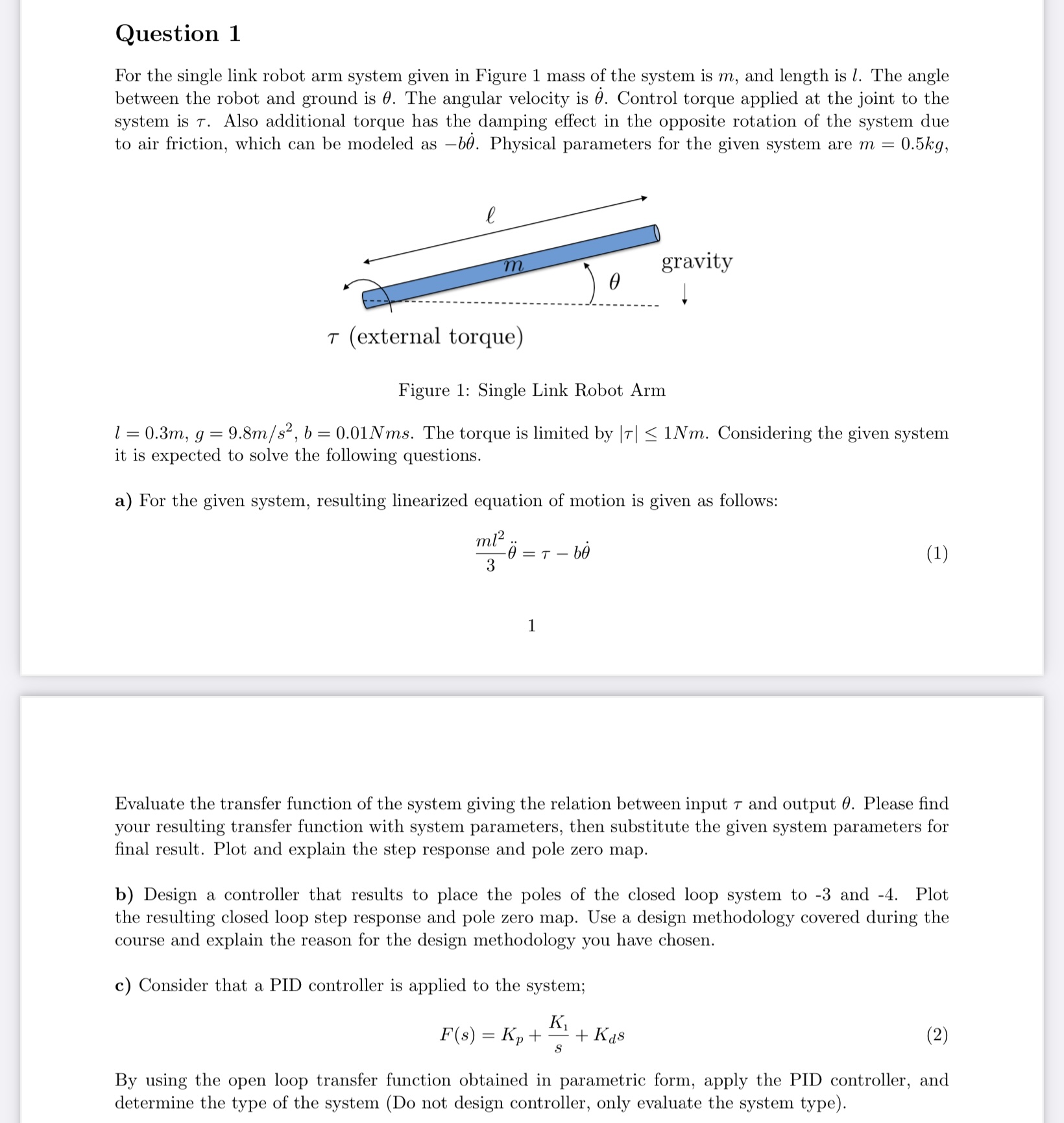 Solved Question 1for The Single Link Robot Arm System Given Chegg Solved Question 1for The Single Link Robot Arm System Given Chegg
