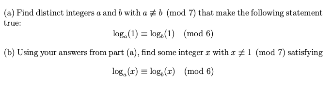 Solved (a) Find Distinct Integers A And B With A #b (mod 7) | Chegg.com