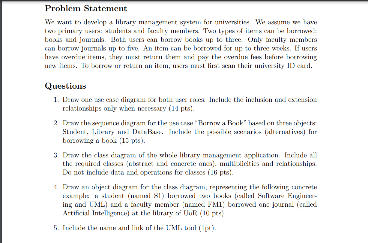 Solved We want to develop a library management system for | Chegg.com