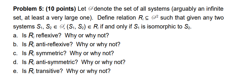 Solved Problem 5: (10 points) Let denote the set of all | Chegg.com