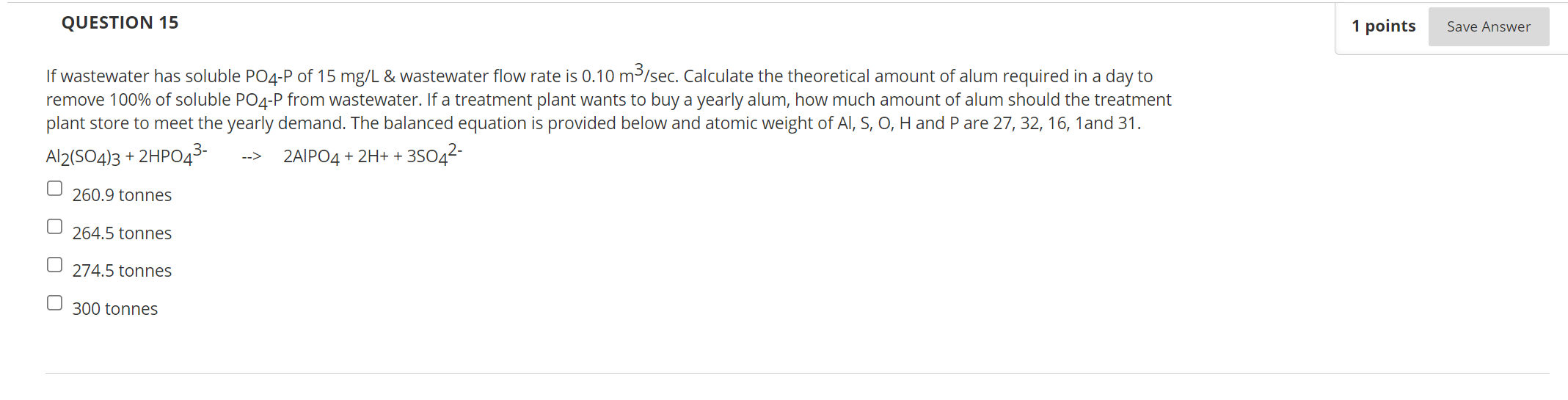 Solved QUESTION 15 1 points Save Answer If wastewater has | Chegg.com