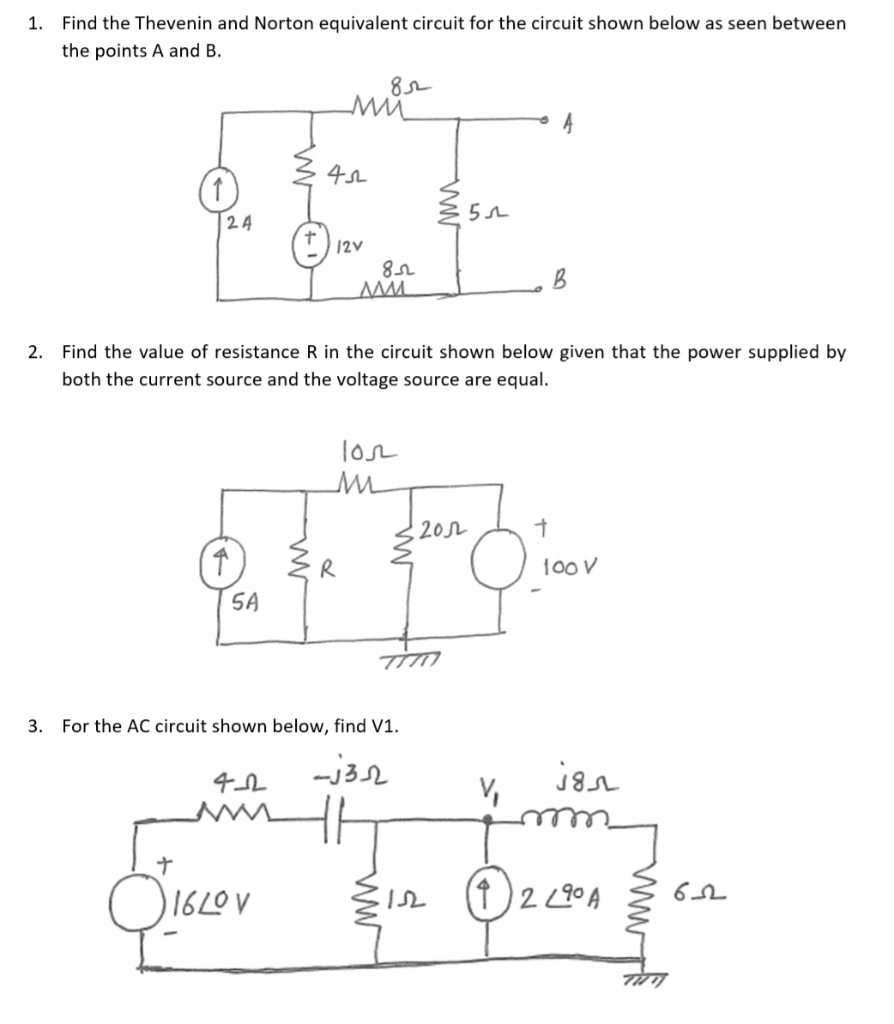 Solved 1 Find The Thevenin And Norton Equivalent Circuit 0583