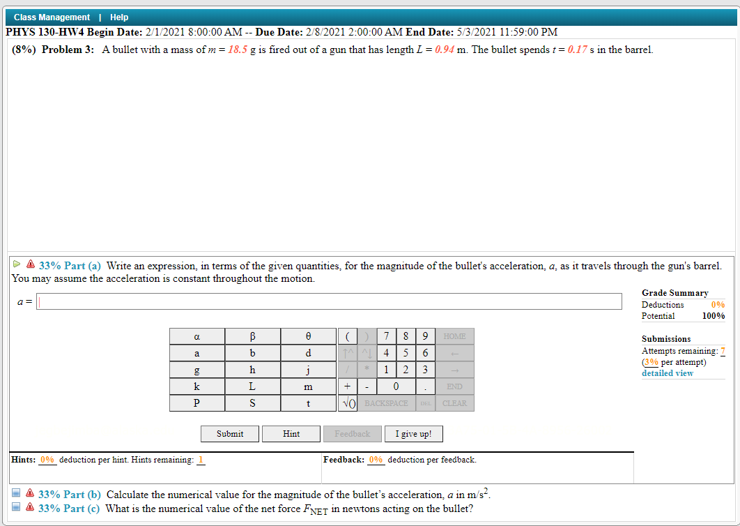 Solved Class Management Help Phys 130 Hw4 Begin Date 2 Chegg Com
