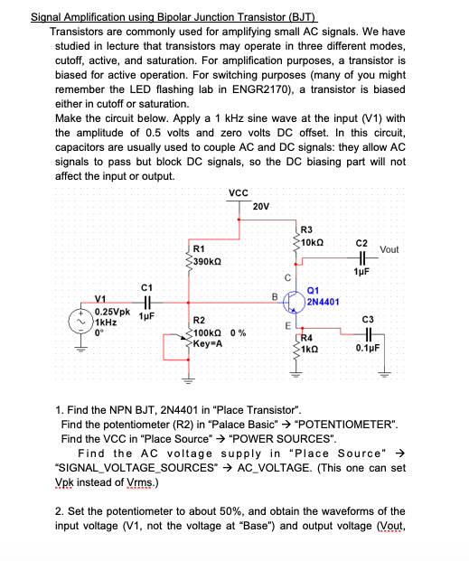 Solved Signal Amplification using Bipolar Junction | Chegg.com