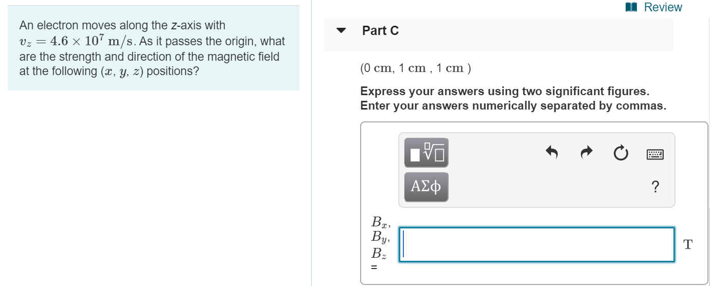 solved-review-part-c-an-electron-moves-along-the-z-axis-with-chegg