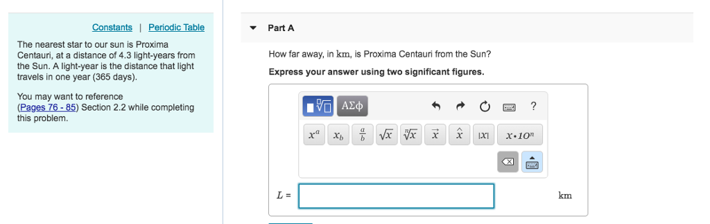 Solved Constants | Periodic Table Part A The nearest star | Chegg.com