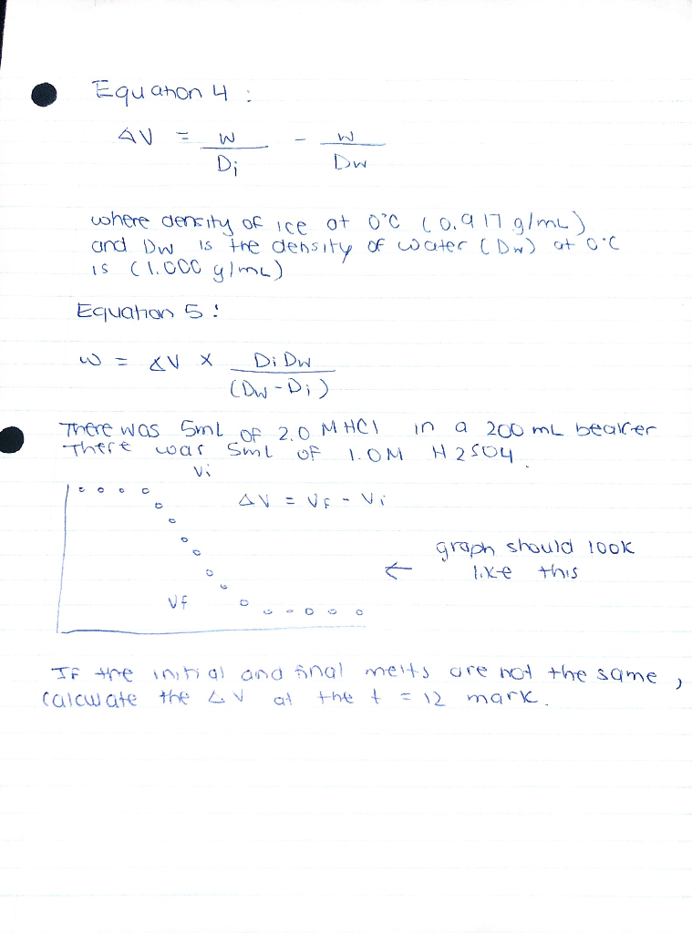 Equanon 4 Di Dw Wonere Density Of Ice Of 0 C 0 Chegg Com