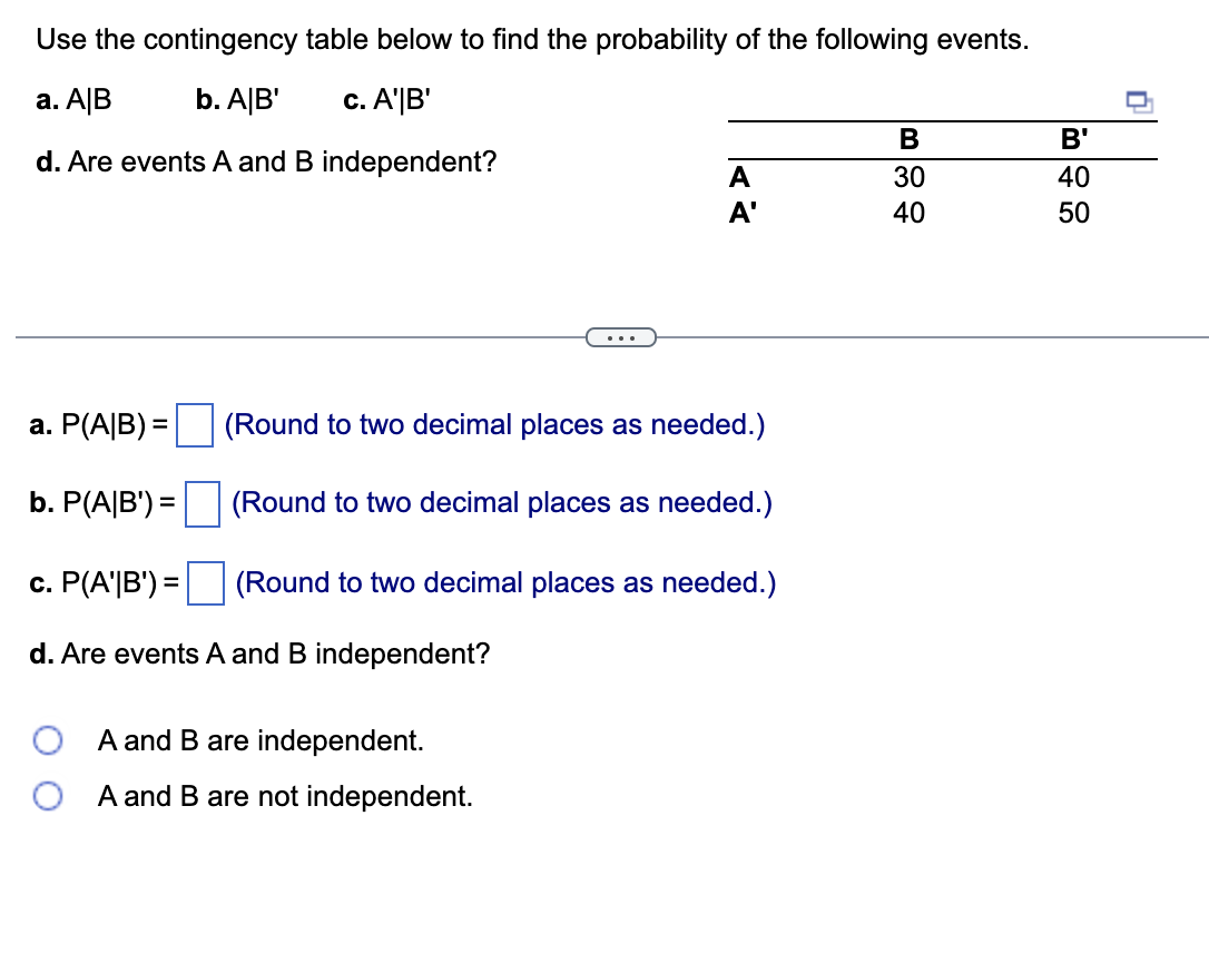 Solved Use The Contingency Table Below To Find The | Chegg.com