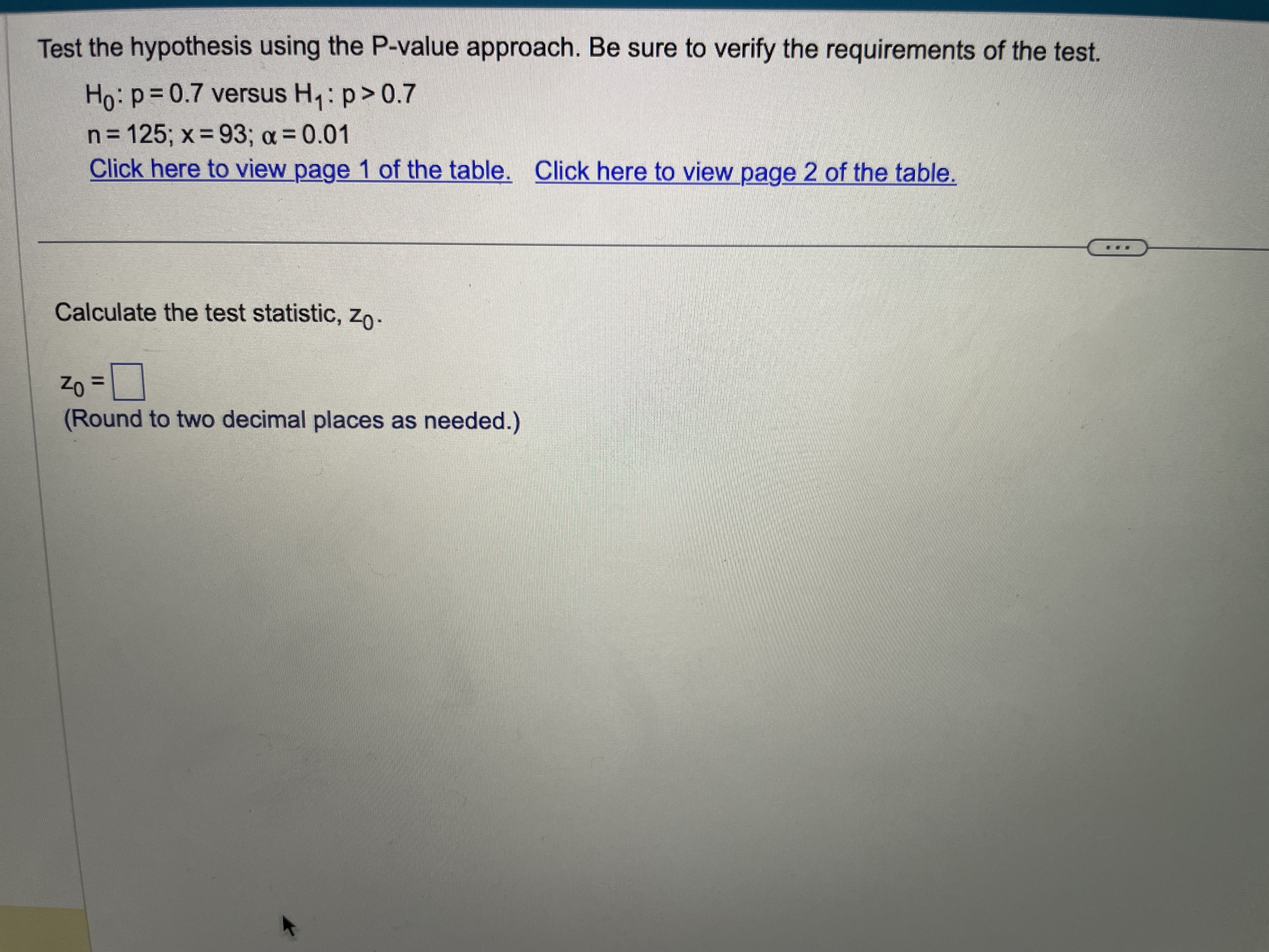 Solved calculate the test statistic | Chegg.com
