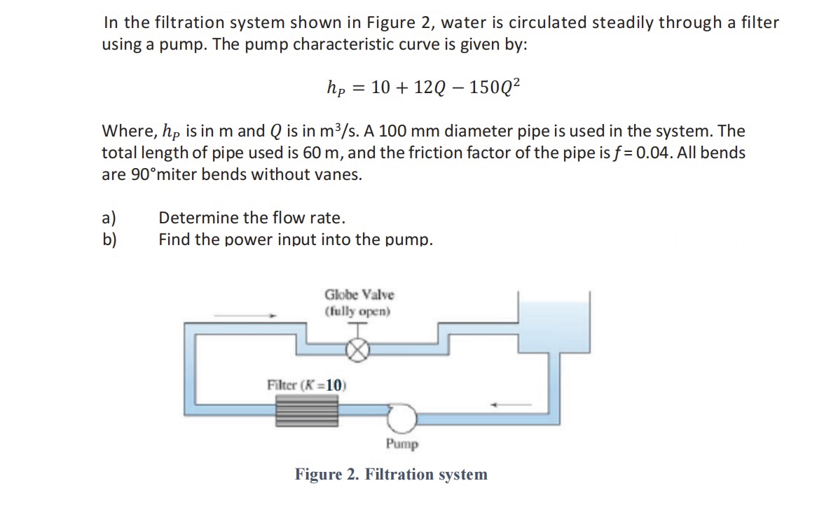 Solved In the filtration system shown in Figure 2 , water is | Chegg.com