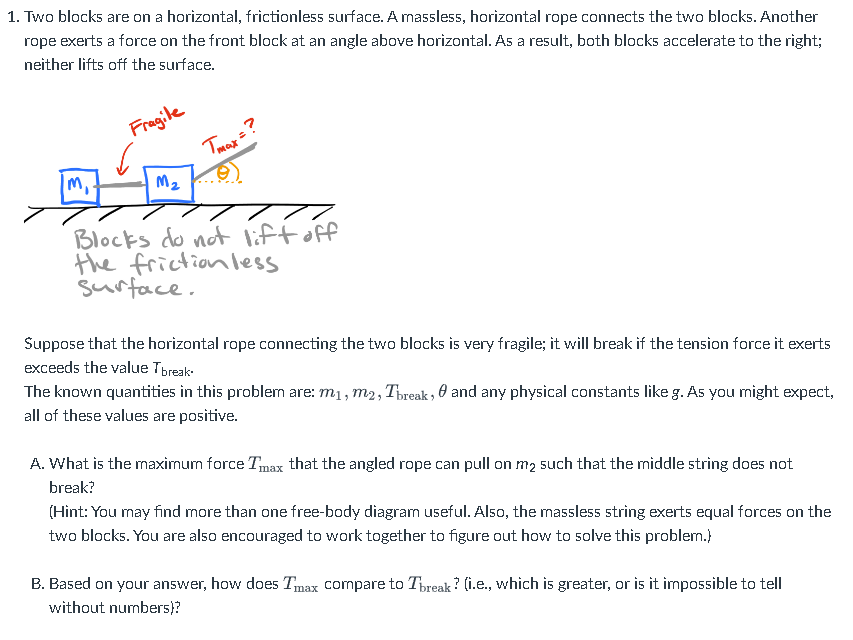 Solved 1. Two blocks are on a horizontal, frictionless | Chegg.com