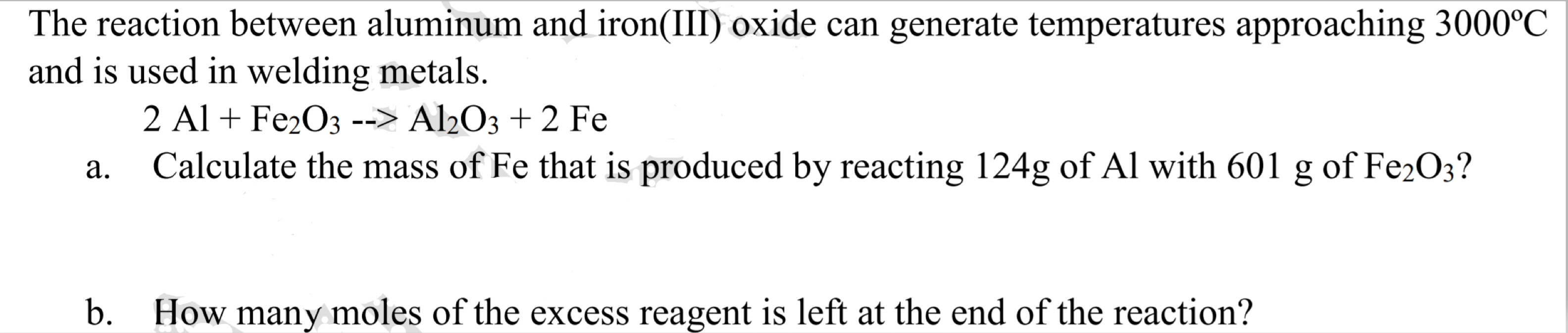 Solved The reaction between aluminum and iron(III) oxide can | Chegg.com