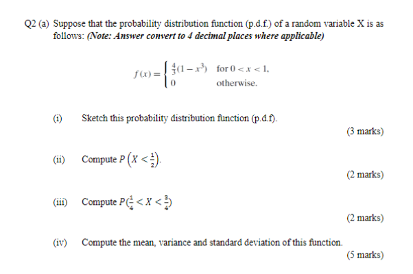Solved Q2 (a) Suppose that the probability distribution | Chegg.com