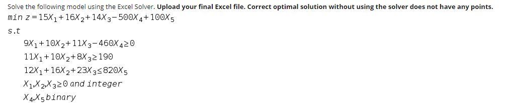 Solved Solve The Following Model Using The Excel Solver. | Chegg.com