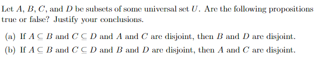 Solved Let A,B,C, And D Be Subsets Of Some Universal Set U. | Chegg.com