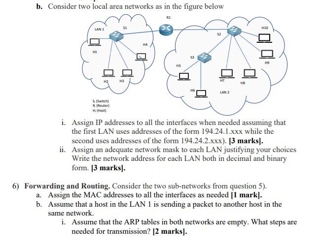 Solved b. Consider two local area networks as in the figure | Chegg.com