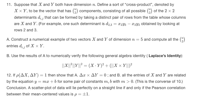 Solved Relating Dot Products To Statistics 21 22 E Chegg Com