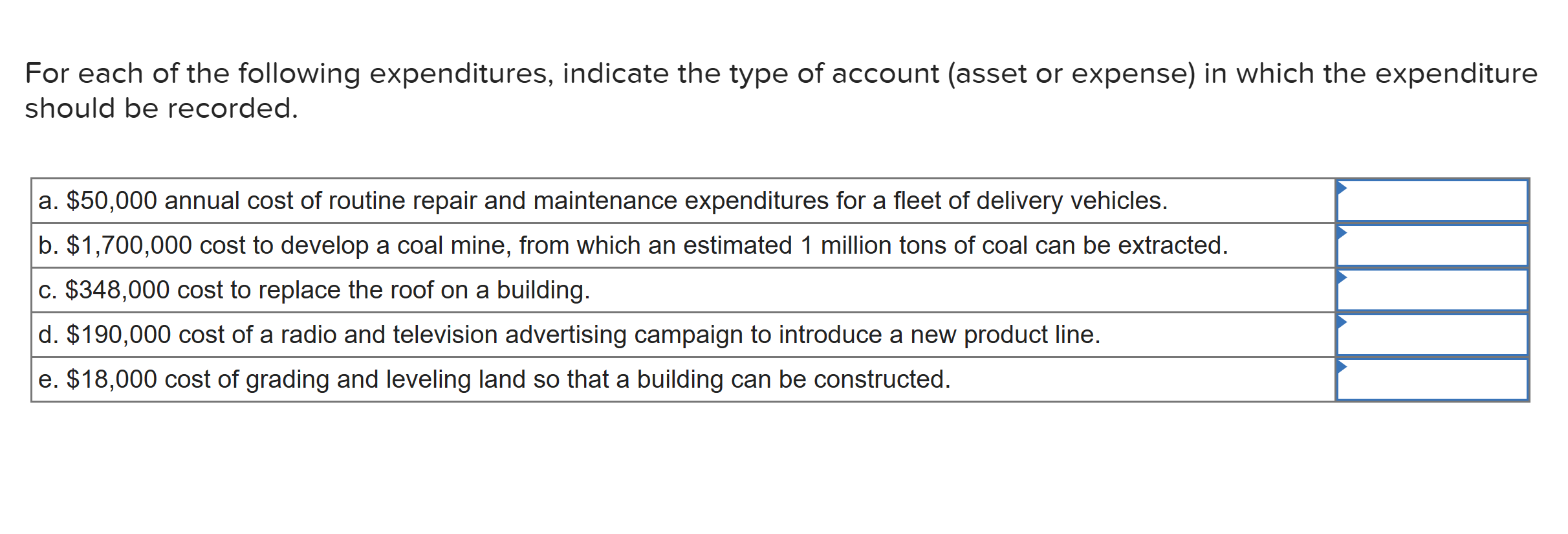 solved-for-each-of-the-following-expenditures-indicate-the-chegg