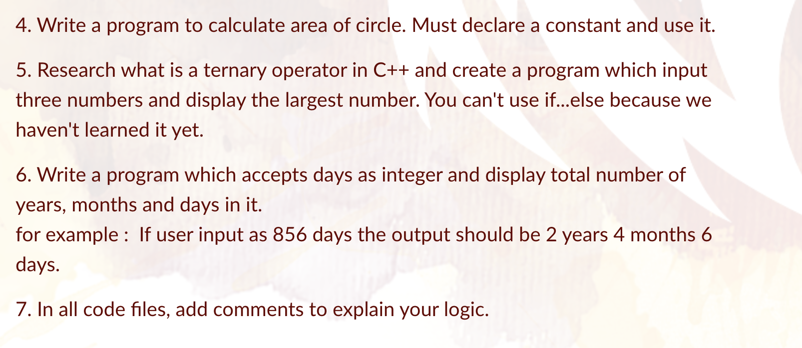 Solved 4. Write a program to calculate area of circle. Must | Chegg.com