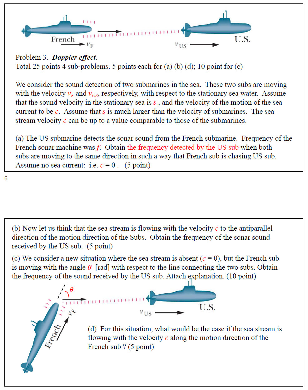 Solved French U.S. VF VUS Problem 3. Doppler effect. Total | Chegg.com